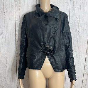 Thread & Supply Vegan Black leather Moto Jacket Size Small